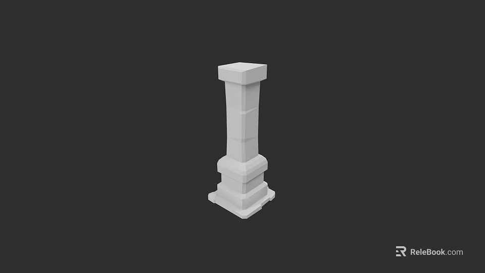 White Landscape Column With Minimalist Design And Sturdy Pedestal Base 3d model 