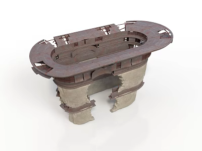 Ancient Circular Architectural Structure Model With Wooden Top And Stone Pillar Supports 3d model