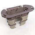 Ancient Circular Architectural Structure Model With Wooden Top And Stone Pillar Supports