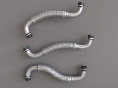 Public Chair With Three Metal Curved Tubes And Black End Fittings 3d model