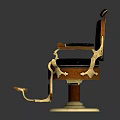 Vintage Barber Chair Furniture With Leather Seat Wooden Armrests And Metal Accents