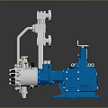 Blue Industrial Equipment Set With Pumps Valves Mixers And Metal Control Units