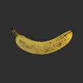 Detailed Botanical Drawing of Yellow Banana with Black Spots on Gray Background