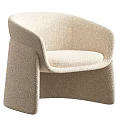 Modern Single Chair With Gray Fabric Upholstery And Dark Armrest Base