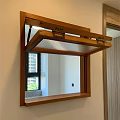 Wooden Wall Mounted Mirror With Foldable Lid Reflecting Window And Room View 3d model