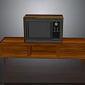 Retro Wooden TV Stand Furniture With Vintage Television And Storage Design