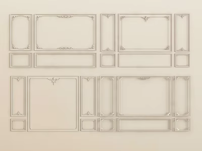 French TV background wall French plaster line background wall sofa background wall bedroom background wall 3d model