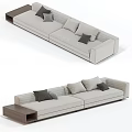 Modern Light Gray Double Sofa with Comfortable Cushions and Matching Side Table 3d model
