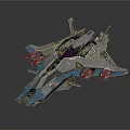 Futuristic Cosmic Spaceship Featuring Gray Blue Aerodynamic Design And Advanced