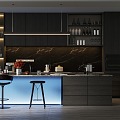 Modern Open Kitchen Island Table Restaurant Restaurant Kitchen Bar Kitchen Bar Bar Chair Acrylic Bar Counter 3d model