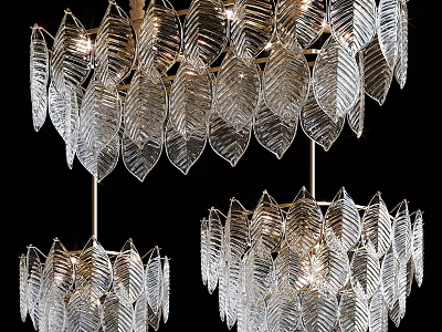 Modern Transparent Glass Leaf Shaped Chandelier For Elegant Interior Decoration 3d model