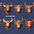 Colorful 2024 Zodiac Ox Head Wall Decorations For Festive