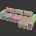 Light Pink Modern Multi Seat Sofa With Gold Border And L Shaped Design