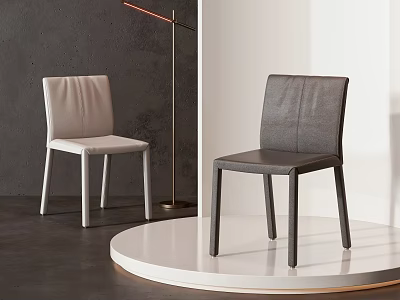 Modern Light And Dark Upholstered Single Chairs With Sleek Design On White Display Platform 3d model
