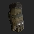 Tactical Green And Brown Gloves With Fabric Synthetic Material And Protective Palm Padding