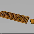 Wooden Electronic Keyboard And Mouse Set For Computer Peripherals Use 3d model
