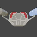 Futuristic Defiant Spaceship Concept With MIL1801 Label And Aerodynamic Design
