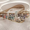 Bright Spacious Mall Store Interior With Shoppers And Stylish Product Displays