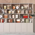 Layered Tea Cabinet With Tea Sets Boxes Jars And Decorative Items 3d model