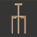 Modern Minimalist Wooden Stool With Round Seat Straight Legs And Backrest