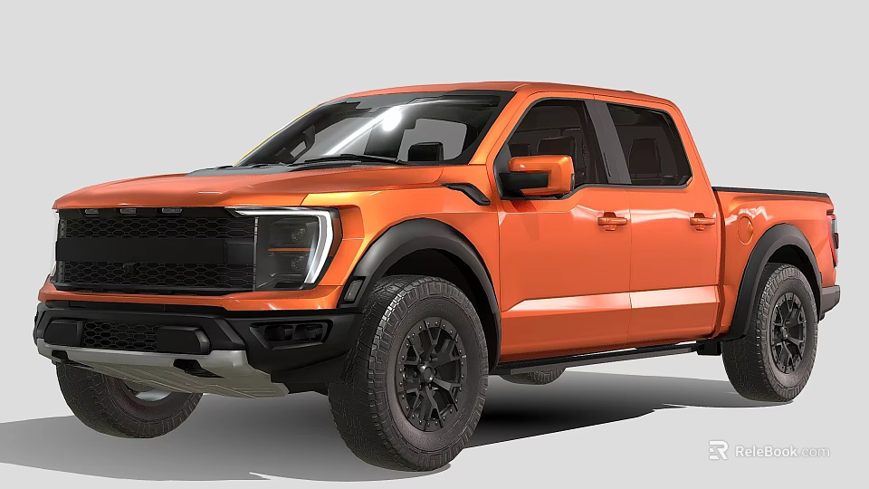 Orange High Performance Pickup Truck With Stylish Black Wheels And Modern Design 3d model 