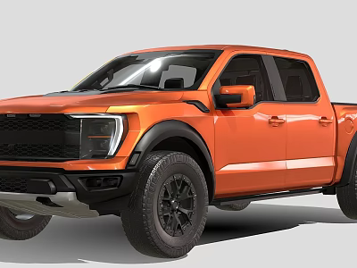 Orange High Performance Pickup Truck With Stylish Black Wheels And Modern Design 3d model