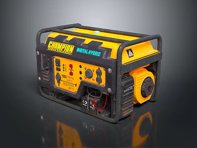 Champion Hybrid Generator Yellow Black Design With Control Panel And Engine 3d model