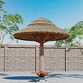 Modern Pavilion Umbrella Thatch Pavilion Combination 3d model