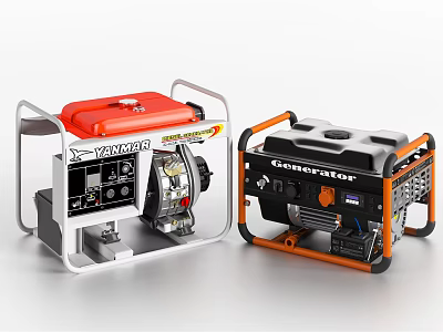 Industrial Equipment Generators With Red And Black Orange Design For Power Supply 3d model