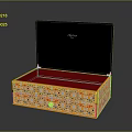Decorative Storage Box with Patterned Exterior Black Lid Red Interior and Golden Clasp