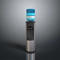 Modern Water Dispenser With Blue Bottle Black Silver Body And Hot Cold Functions
