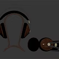 Premium Over Ear Headphones With Natural Wooden Stand And Electronic Design