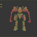 Red Mechanical Robot Featuring Humanoid Mech Design And Armored Exterior Details