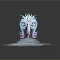 Fairy Character With Blue Purple Feathered Wings On Crystal Ice Pedestal And Star Diamond Accents 3d model