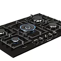 Modern Gas Stove Kitchen Appliance With Multiple Burners And Black Glass Top