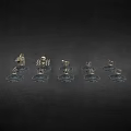 Detailed Chess Pieces Set With Miniature Figures Displayed On Black Background