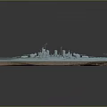 Detailed Military Warship Model With Deck Turrets And Gray Hull Design