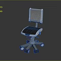 Modern Office Chair With Silver Metal Backrest Black Seat And Wheeled Base Design