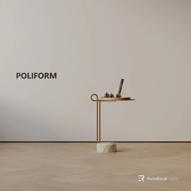 POLIFORM Modern Side Table with Metal Frame Marble Base and Small Decor Pen 3d model