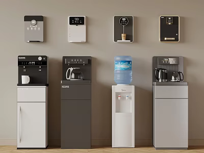 Various Styles Of Modern Home Water Dispensers And Wall Mounted Devices 3d model