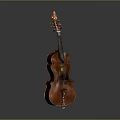 Vintage Wooden Violin And Art Supplies Set With Paintbrushes And Colorful Paints