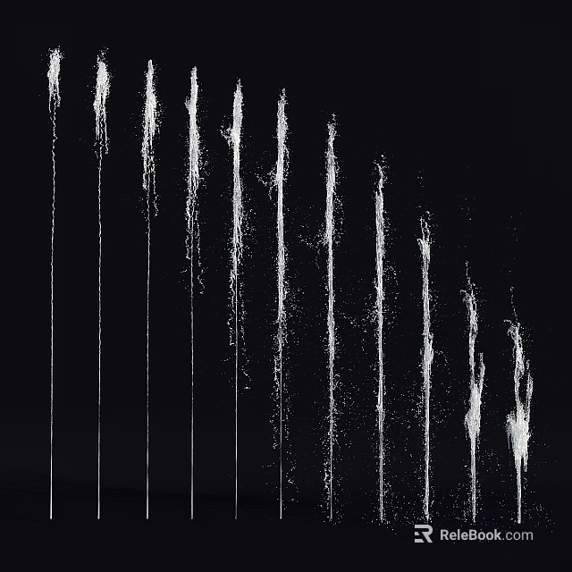 Garden Ornament With Vertical Water Jets As Decorative Water Feature On Black Background 3d model 