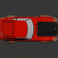 Red Vintage Rusty Sports Car With Black Hood And Gold Wheels