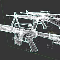 Modern Black Tactical Rifles With Military Style Magazine Barrel And Stock
