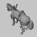 Steampunk Mechanical Horse Game Character With Blue Glowing Saddle And Metallic Parts