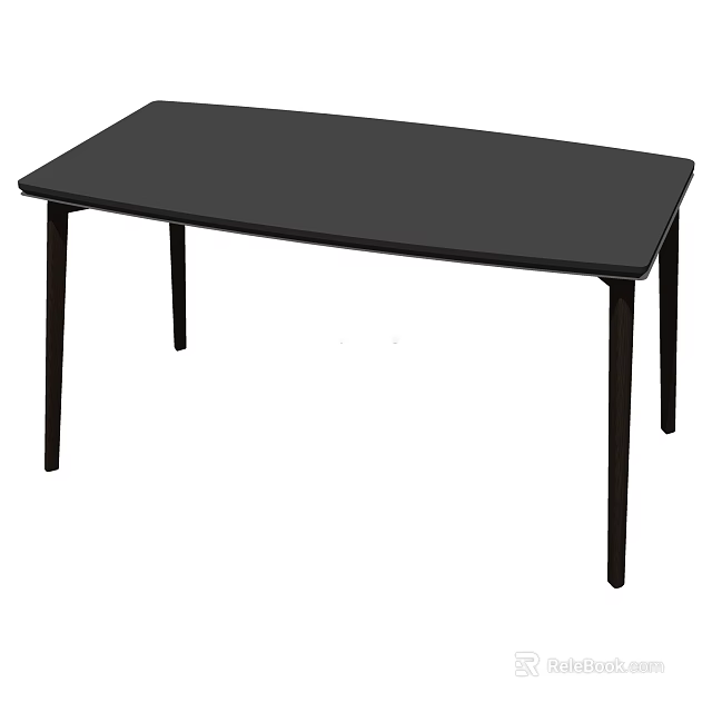 Black Rectangular Coffee Table With Smooth Surface And Sleek Black Legs 3d model 