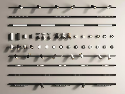 Multiple Styles Of Downlights And Spotlights With Black White Finishes And Mounting Hardware 3d model