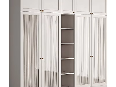 Modern White Dresser with Glass Doors and Open Shelves for Bedroom Storage Organization 3d model