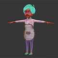 Cartoon Grandma Character With Gray Hair Glasses And Purple Checkered Apron Standing With Arms Outstretched