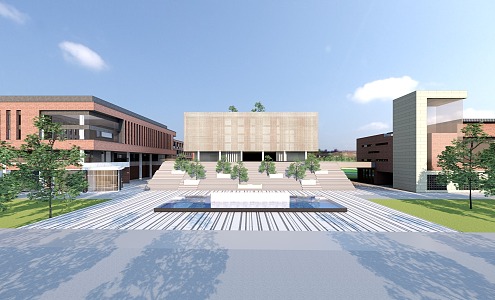 school model campus building 3d model